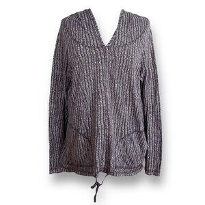 Fresh Produce Womens Hoodie Top Sz S Gray White Cotton USA Made Beach Pullover